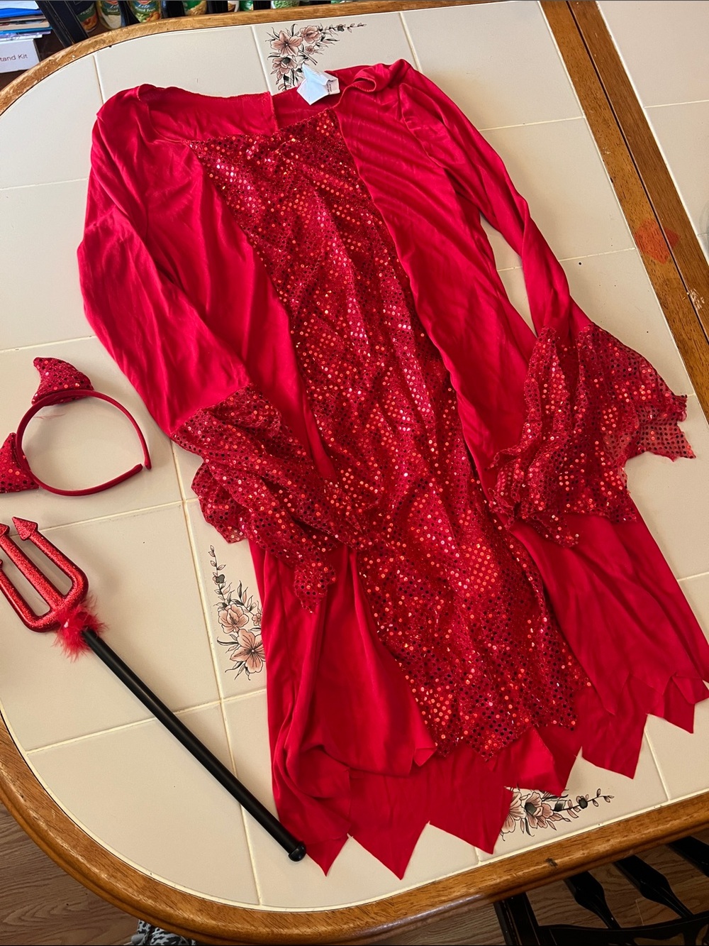 Women's Red Sequin Devil Costume Dress large